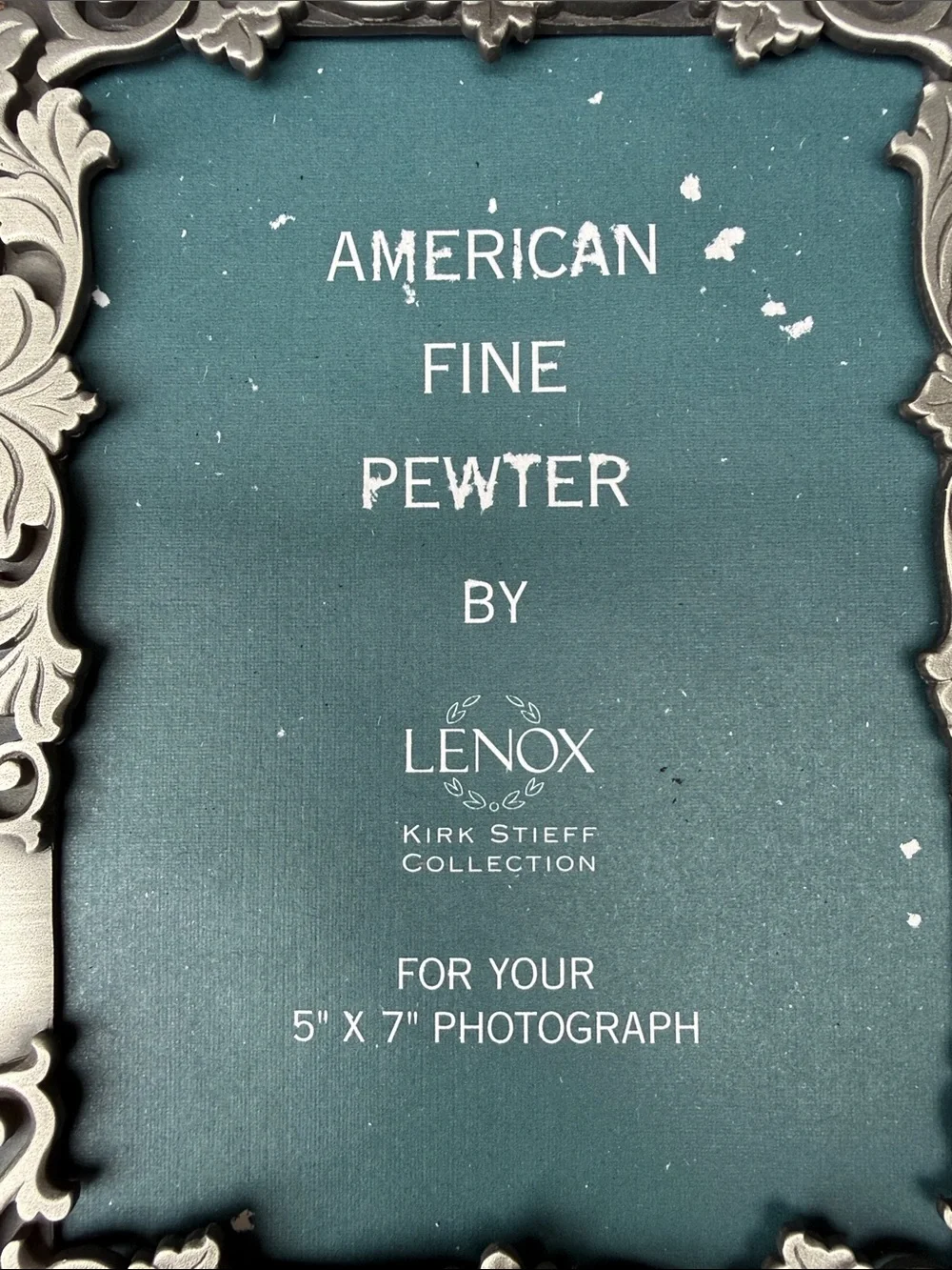 Lenox Kirk Stieff Pewter Ornate Victorian Scroll Picture Frame 5”x7”